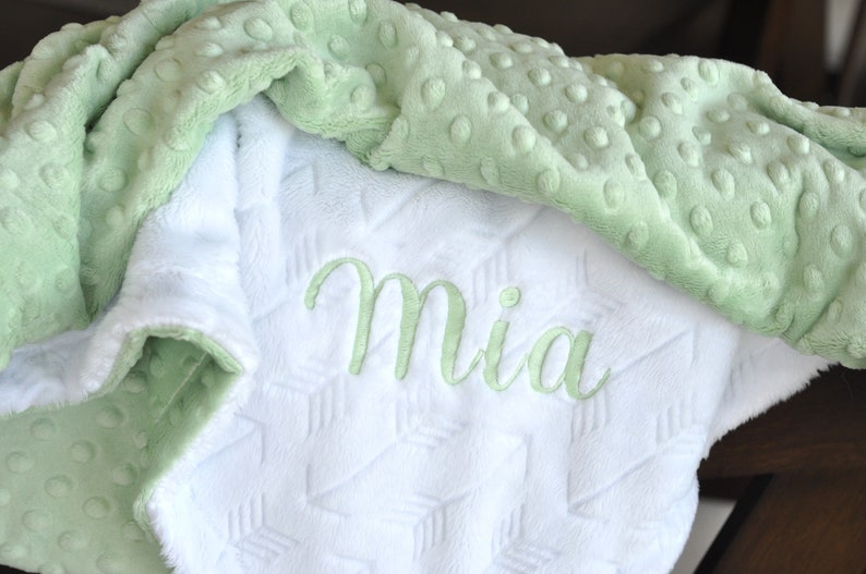 Sage Personalized Baby Blanket-Sage baby shower gift-newborn gift with name-Boys baby blanket Sage-Girls Sage blanket-Car seat blanket image 1