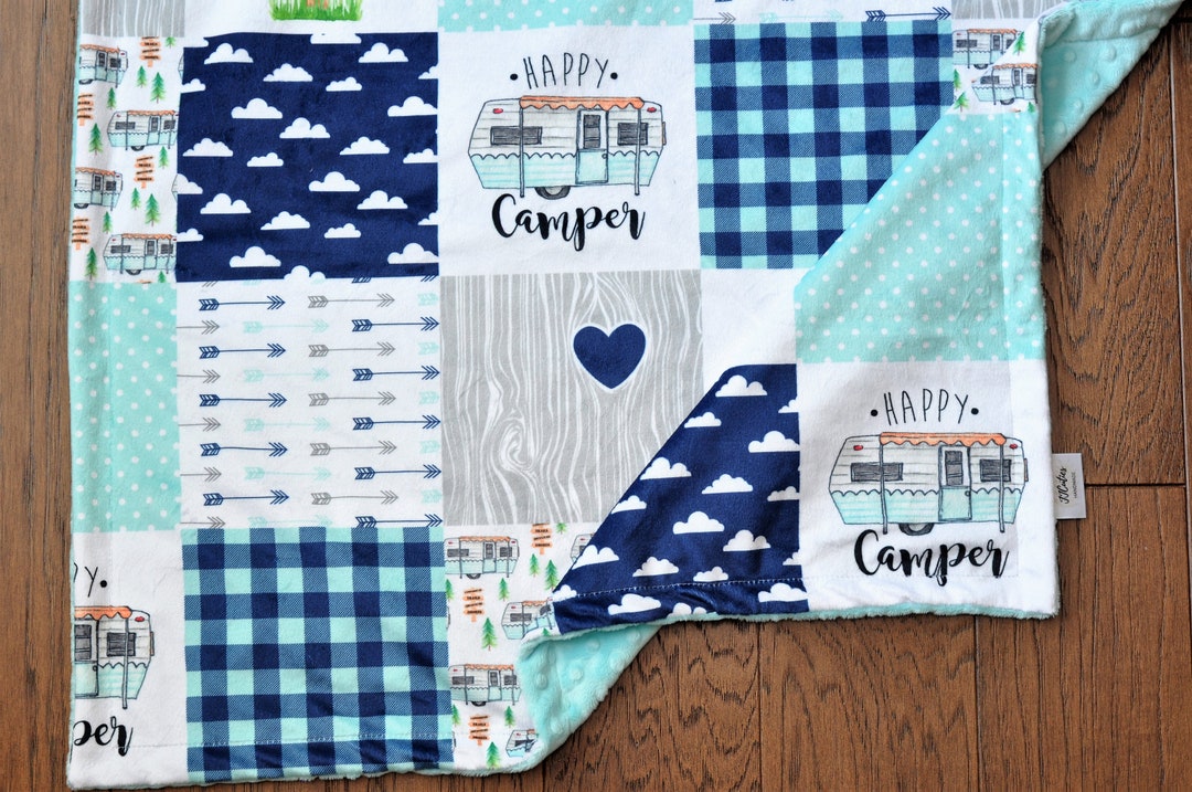 Personalized Baby Blanket Camper-personalized Happy Camper Baby Blanket ...
