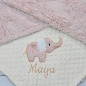 Rose Gold Elephant Baby Blanket Personalized Minky-Rose Gold baby blanket-Elephant-Minky Elephant Blanket-Elephant Baby Girl Blanket