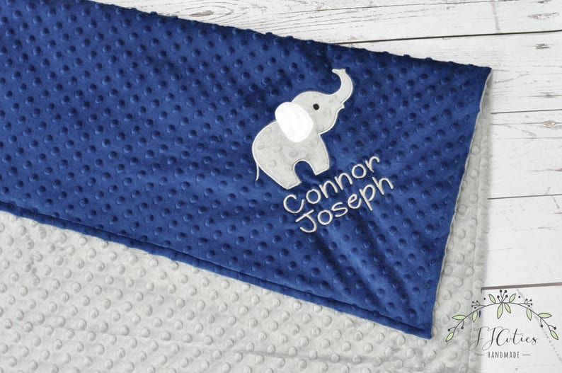 Baby Blanket Personalized Minky-Elephant Personalized baby blanket-Elephant Minky blanket Minky Elephant Blanket-Elephant Baby Boy Blanket image 4