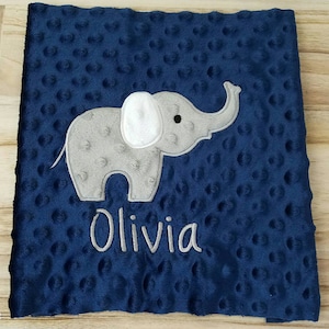 Baby Blanket Personalized Minky-Elephant Personalized baby blanket-Elephant Minky blanket Minky Elephant Blanket-Elephant Baby Boy Blanket image 2