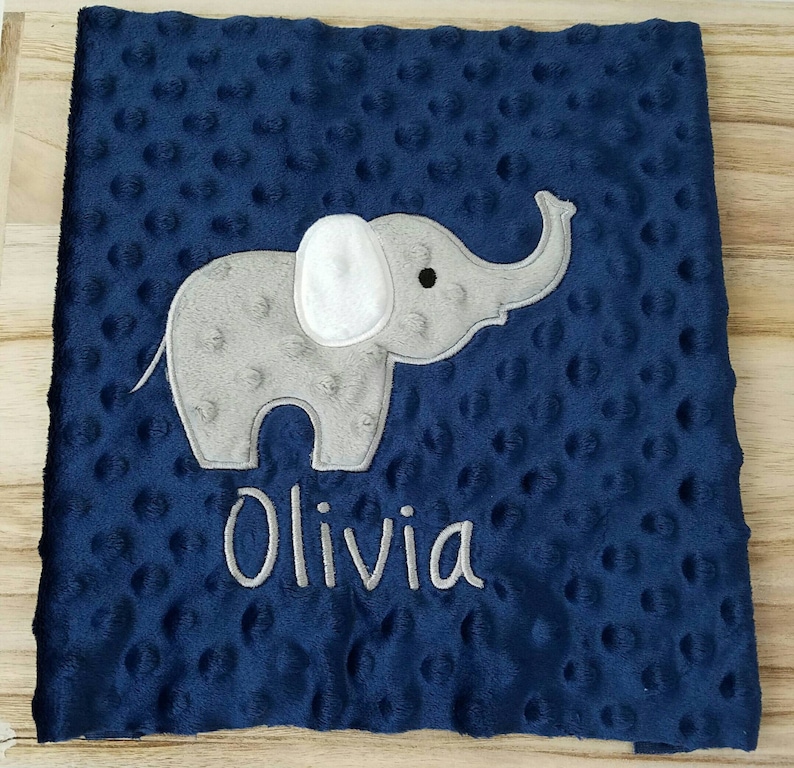 Baby Blanket Personalized Minky-Elephant Personalized baby blanket-Elephant Minky blanket Minky Elephant Blanket-Elephant Baby Boy Blanket image 2