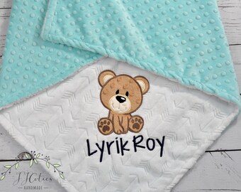 Bear Baby Blanket-Teddy Bear Personalized baby blanket-Bear Minky blanket-Boy Girl Minky Teddy Bear Blanket-Bear Girl Blanket-Bear Nursery