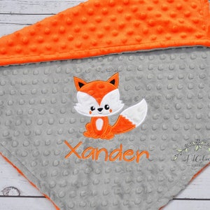 Fox Baby Blanket-Personalized baby blanket-Fox Woodland Minky Baby Blanket Personalized-Boy Girl Fox Blanket-Woodland Fox Nursery Blanket Orange Fox