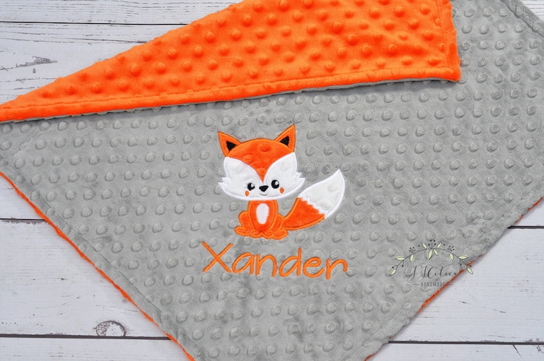 Fox Baby Blanket-Personalized baby blanket-Fox Woodland Minky Baby Blanket Personalized-Boy Girl Fox Blanket-Woodland Fox Nursery Blanket Orange Fox