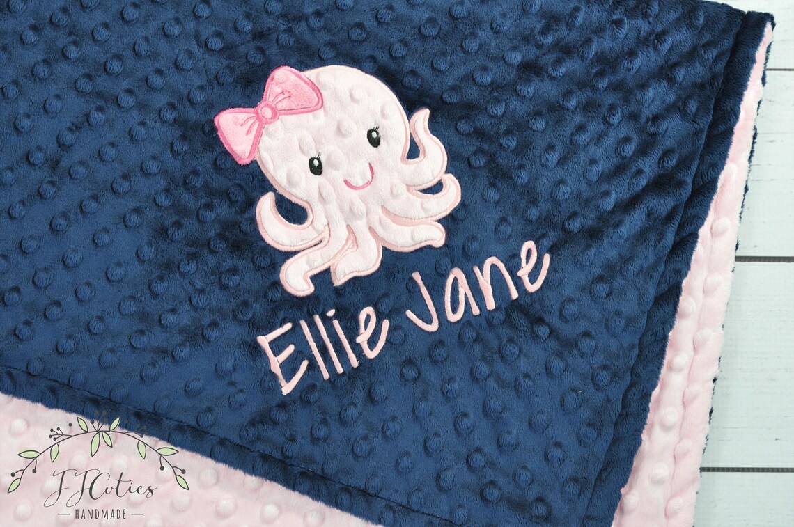 Baby Blanket Personalized Minkyoctopus Baby Blanketoctopus Etsy