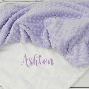 Personalized Baby blanket-Personalized White Lavender Minky crib blanket-Personalized Baby Girl Blanket