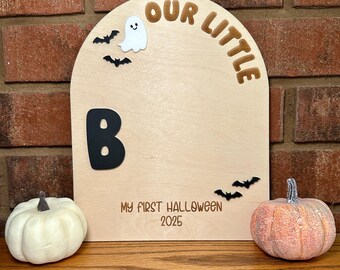 My First Halloween Sign, Our Little Boo Sign, Baby Footprint Halloween Sign, Baby Handprint Halloween Sign, Baby Keepsake Halloween