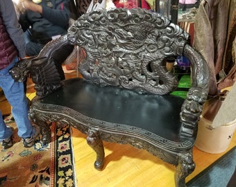 Meiji Love seat with Classic Dragons & Clouds Circa. 1890