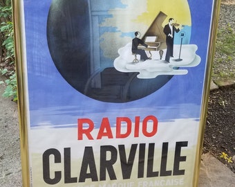 Radio Clarville French Radio Poster Circa 1950