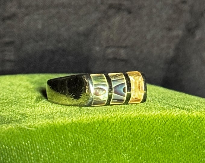 Vintage Sterling Silver Abalone Inlay Ring Size 6