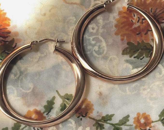 Vintage Italian Rose Gold Hoops