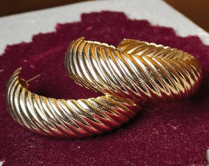 Vintage Big Twist Gold Hoops