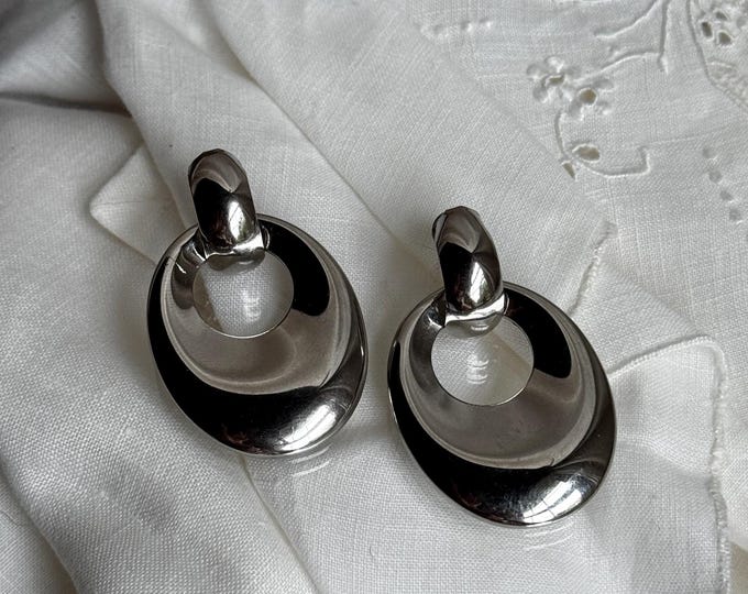 Vintage Silver Door Knocker Earrings