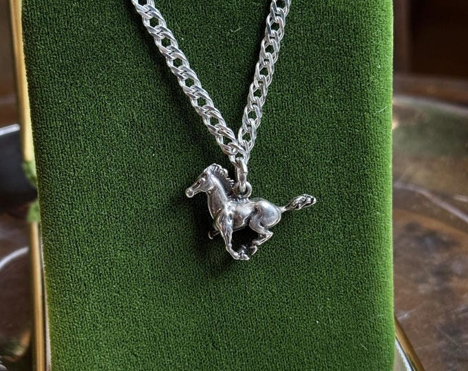 Vintage Running Horse Charm Necklace