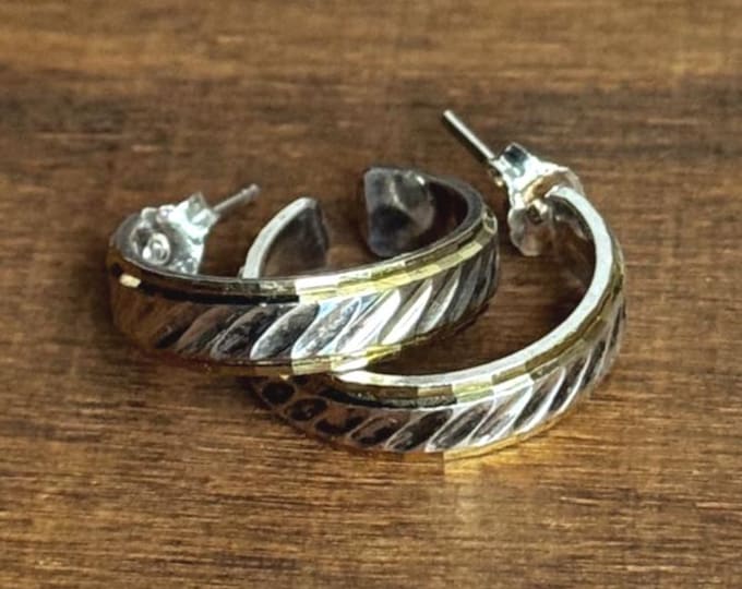 Vintage Sterling Milor Italy Diamond-Cut Earrings | Classic Silver Hoops