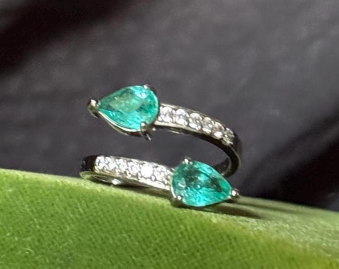 Turquoise Stone Toi et Moi Ring Size 7