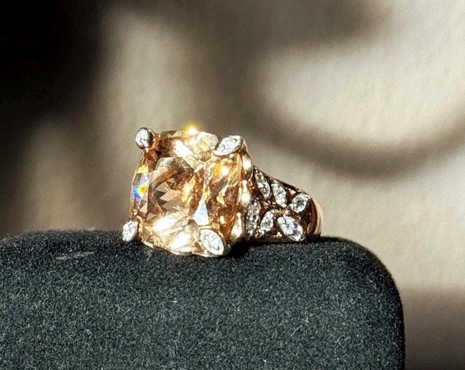 Vintage Peachy 925 Gold Vermeil Cocktail Ring