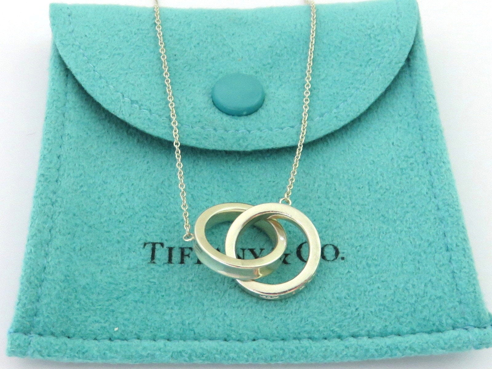 Tiffany & Co 18k Rose White Gold Diamond Interlocking Circle Necklace  21628G | eBay