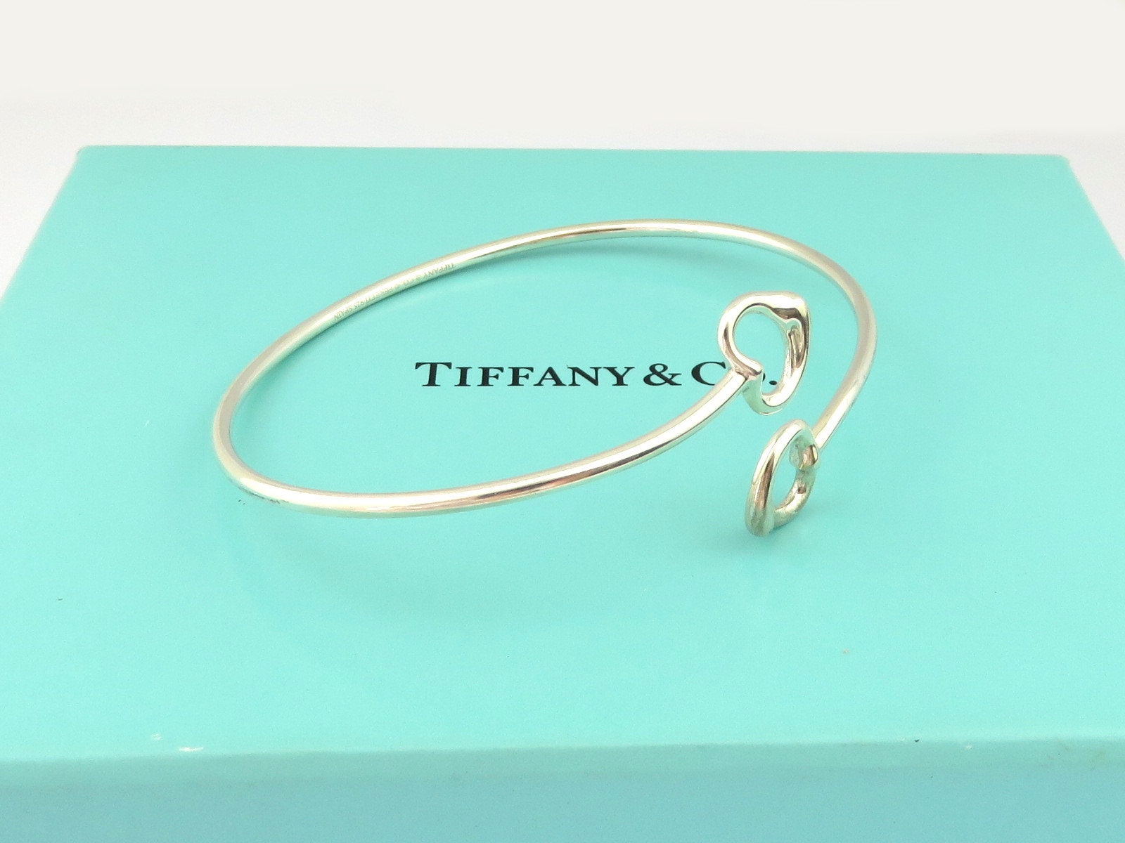 TIFFANY & CO Sterling Silver Double Open Heart Bangle Bracelet | Etsy