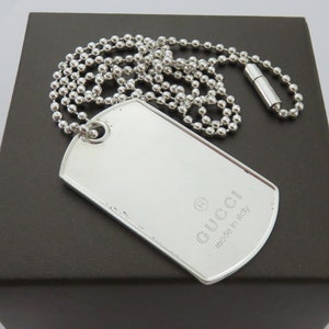 mens gucci dog tag necklace