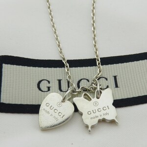 Gucci Sterling Silver Heart and Butterfly Pendant Necklace Etsy UK