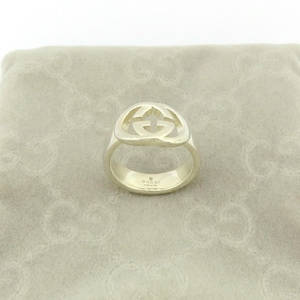 GUCCI 925 sterlingzilveren ring met in elkaar grijpend G-logo maat 4,5 authentiek met etui