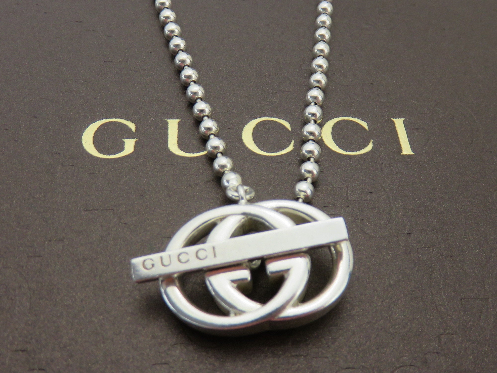 Gucci Sterling Silver Interlocking G Toggle Pendant Necklace Etsy Australia