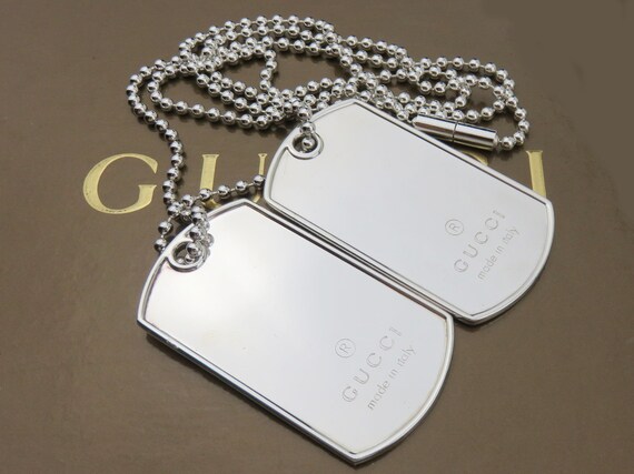Gucci Sterling Silver Double Dog Tag Ball Chain U… - image 4
