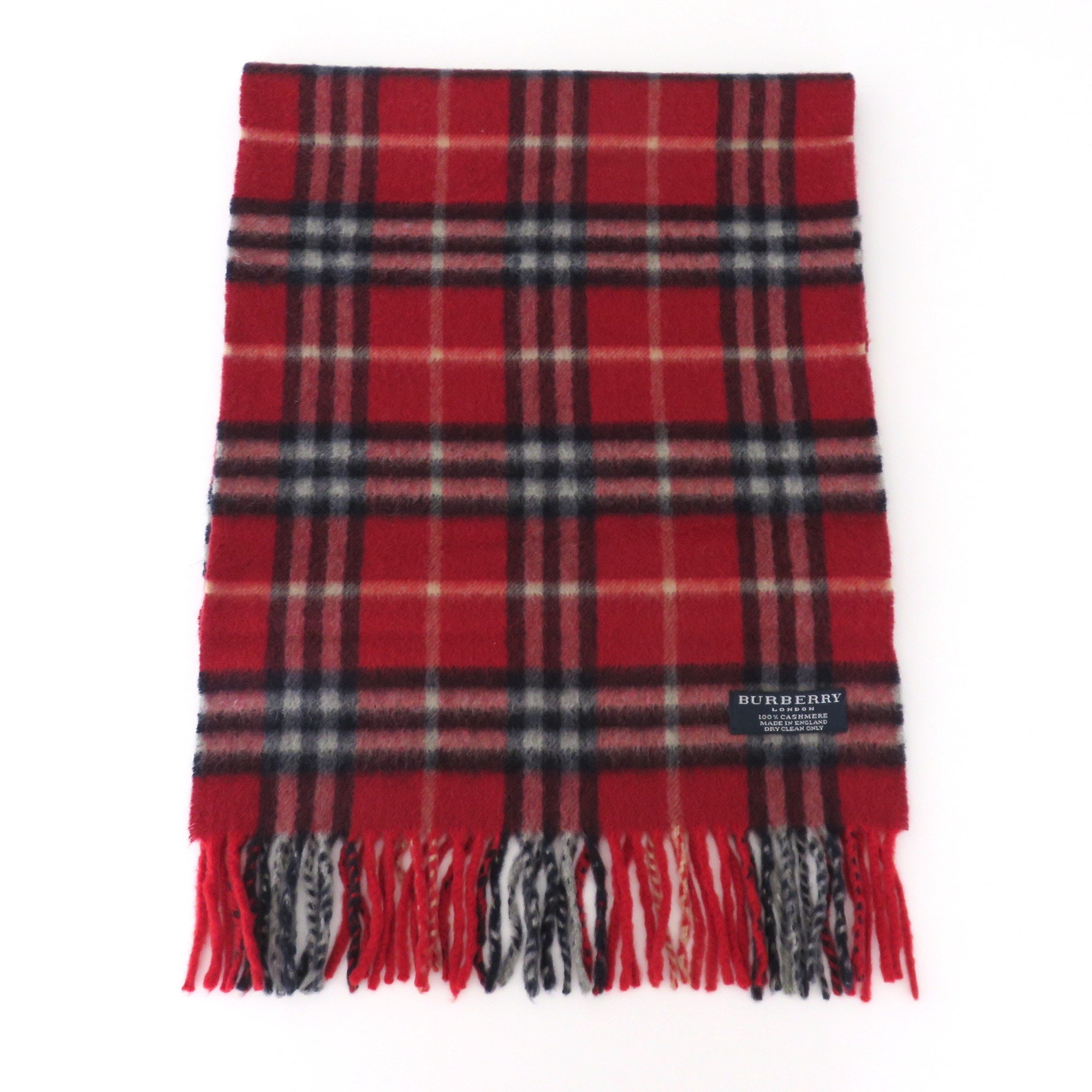 Burberry Red Check Cashmere Scarf - Etsy