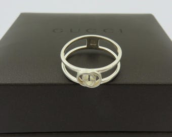 Gucci Interlocking G Sterling Silver Ring, Size 7.5, 17.3g - Etsy