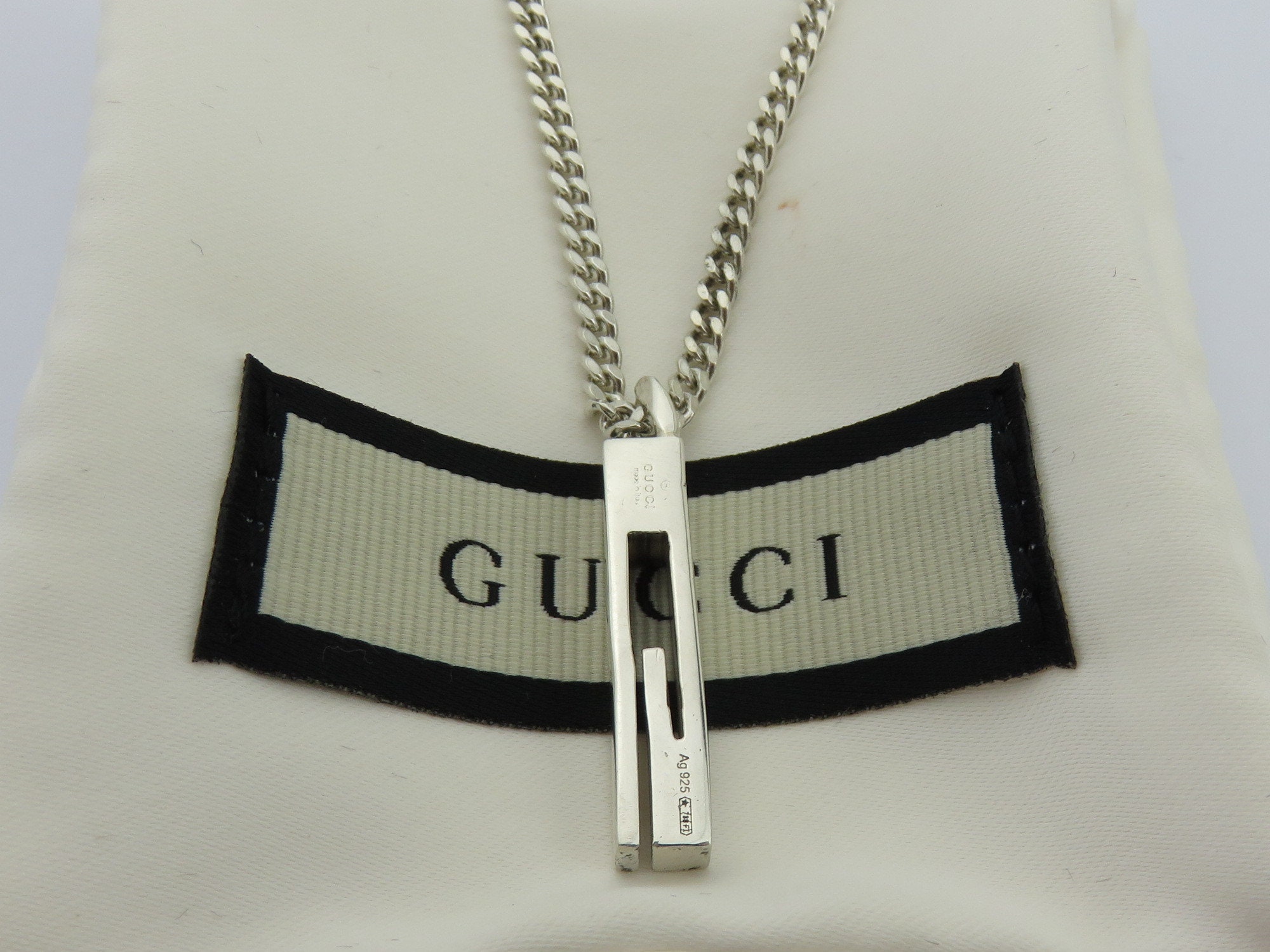 Men's gucci ghost sterling sale silver pendant necklace