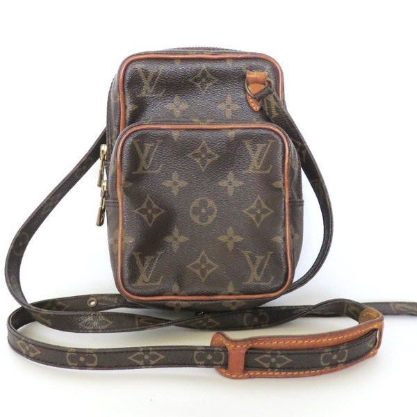 Authentic LOUIS VUITTON Monogram Canvas Leather Mini Amazon Cross Body Bag