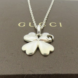 Gucci Sterling Silver G Logo Clover Pendant Necklace