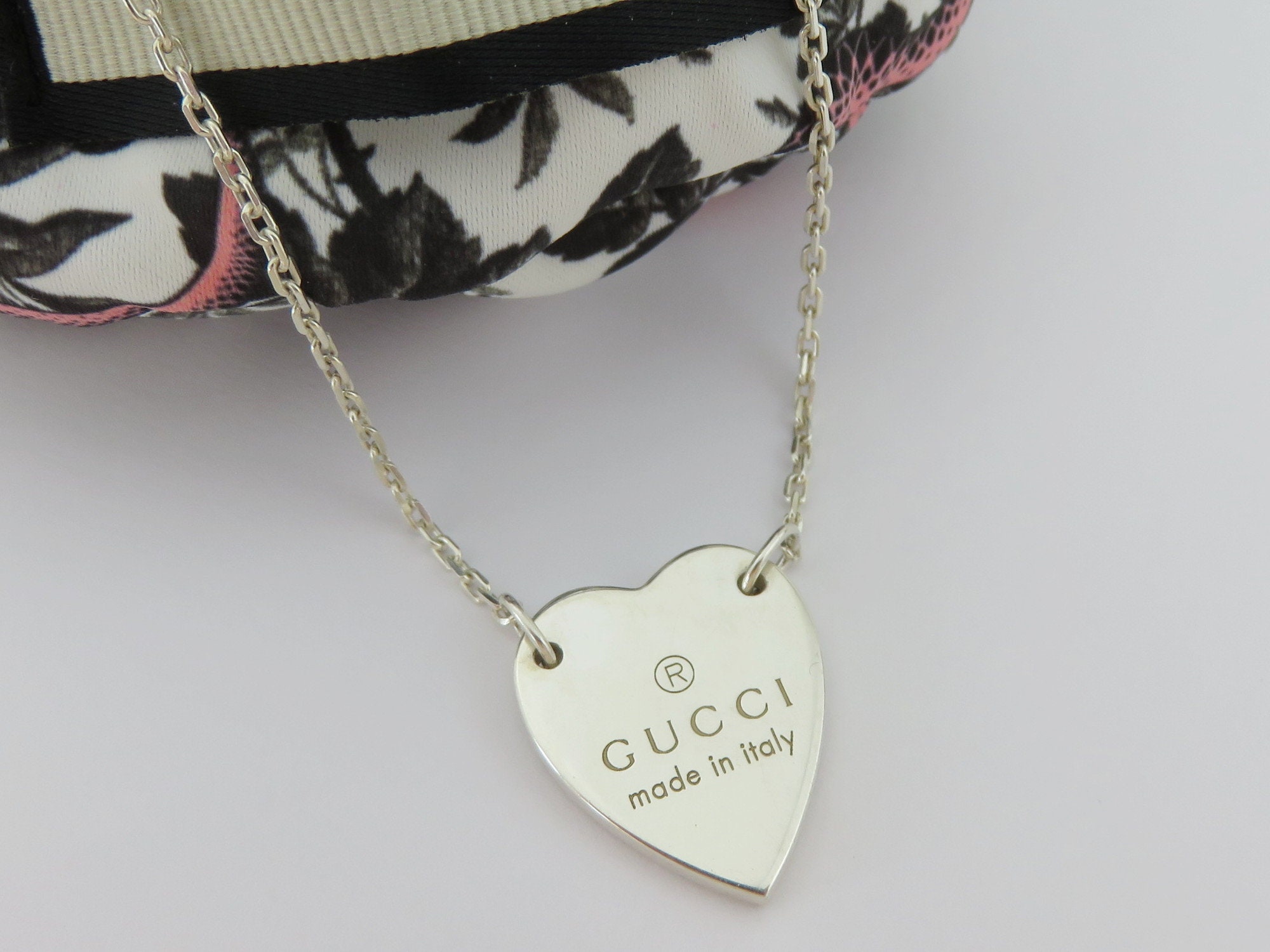 Gucci Sterling Silver GG Design Heart Charm Bracelet