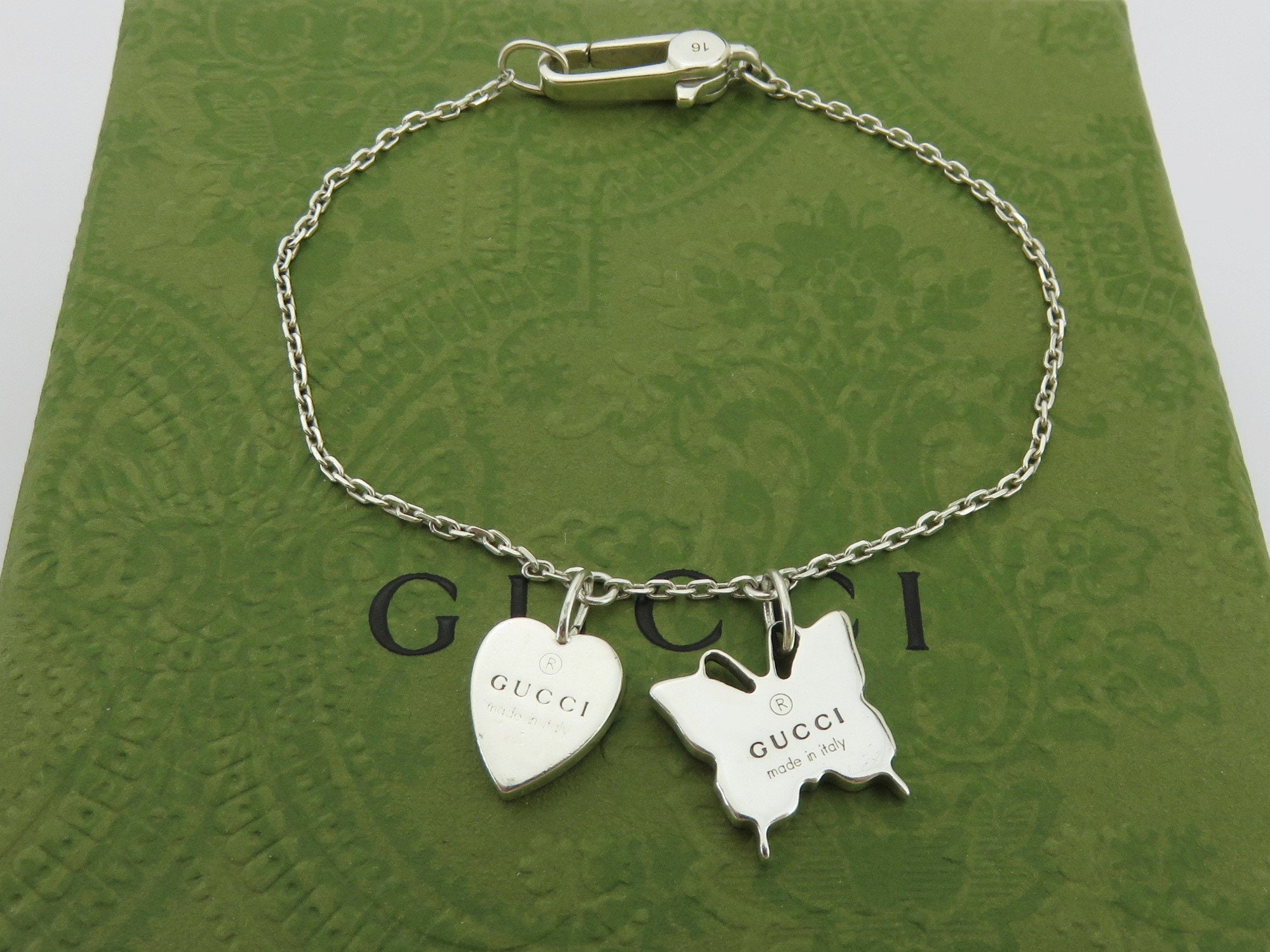 Gucci Sterling Silver Butterfly Heart Tag Bracelet Etsy Australia