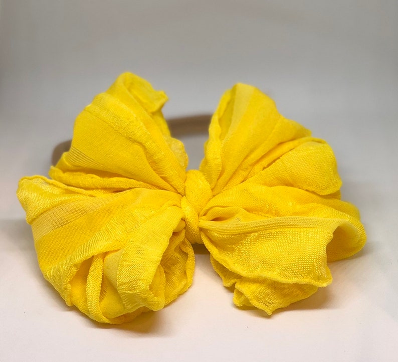 Messy bow Nylon headband Yellow