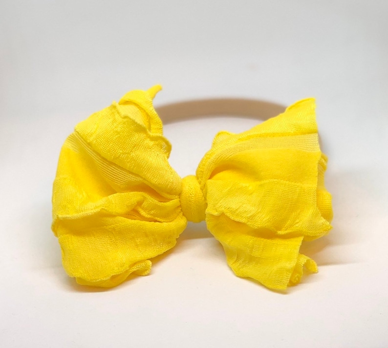 Messy bow Nylon headband Yellow