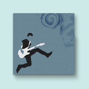 Canvasafdruk: silhouet elektrische gitarist