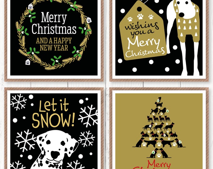 Exclusive four pack of Christmas cards for dog lovers
