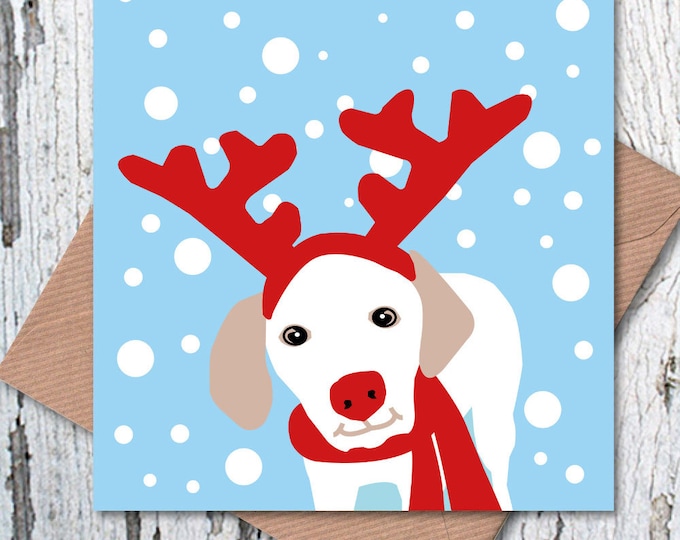 Shake Paws’ Exclusive Rein Dog Christmas Greetings Card, dog lovers Christmas card