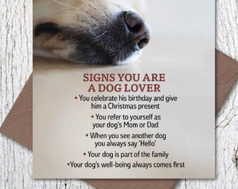 Signs You Are a Dog Lover greetings card