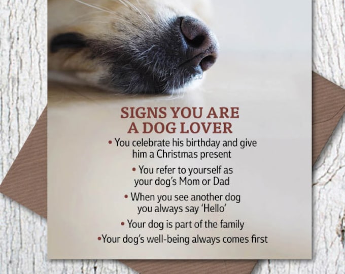 Signs You Are a Dog Lover greetings card