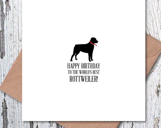 Happy Birthday to the World’s Best Rottweiler Card, dog birthday, dog birthday card