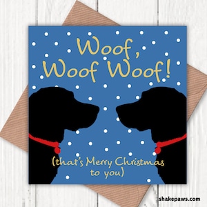 Inslag, inslag inslag (dat is vrolijk kerstfeest in de hond) kaart, hondenliefhebbers, kerstkaart van honden