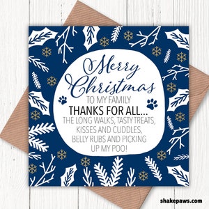 Frohe Weihnachten an meine Familie von der Hundegrußkarte, danke für das Abholen meiner Kot!