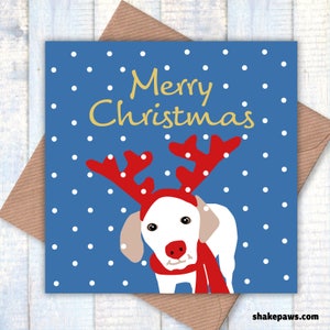 Carte de joyeux Noël Reindog, cartes d'amoureux des chiens