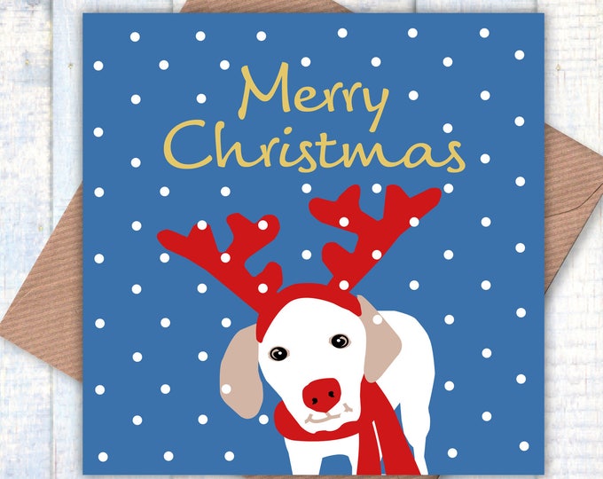 Merry Christmas Reindog card, dog lovers cards