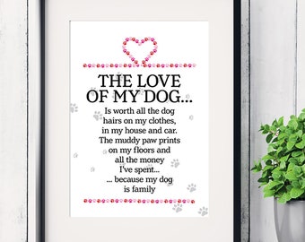 The Love of My Dog… art print, Christmas gifts, birthday gifts