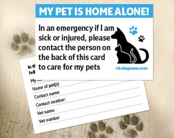 Shake Paws’ Home Alone Pet Safety Card, Christmas gifts, ICE